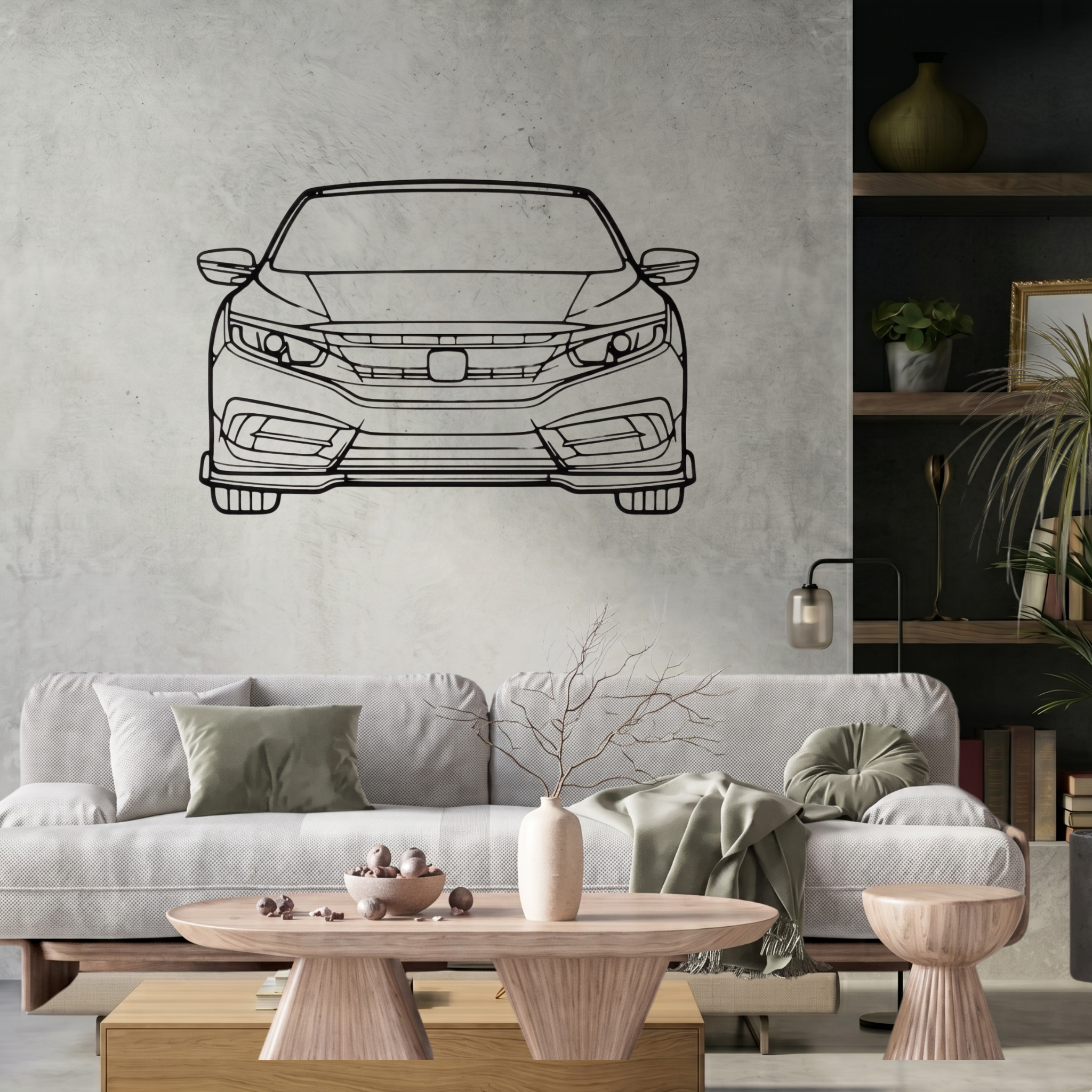 Honda Civic 2016 Front View Laser Cut Metal Wall Art | Premium Steel Wall Decor | Torque Walls