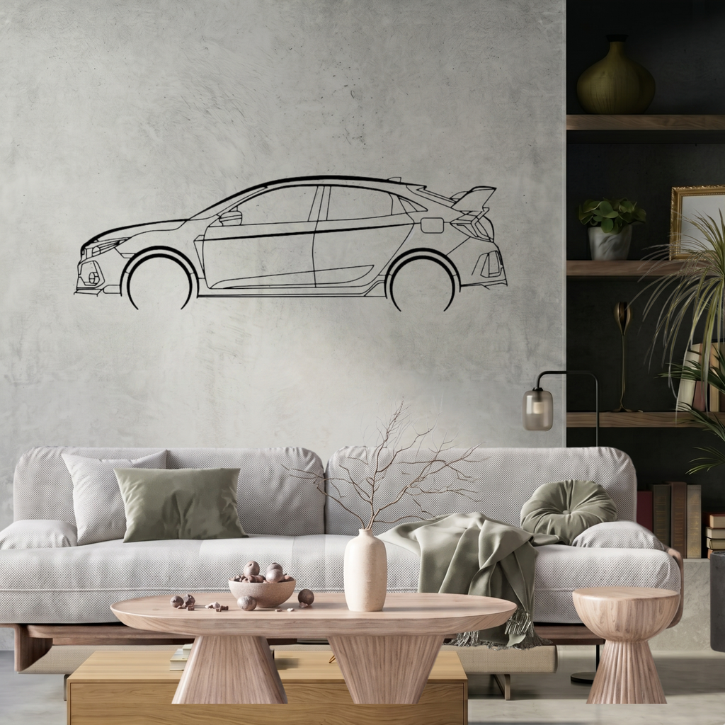 Honda Civic 2018 Type R Laser Cut Metal Wall Art | Premium Steel Car Silhouette | Torque Walls.pk