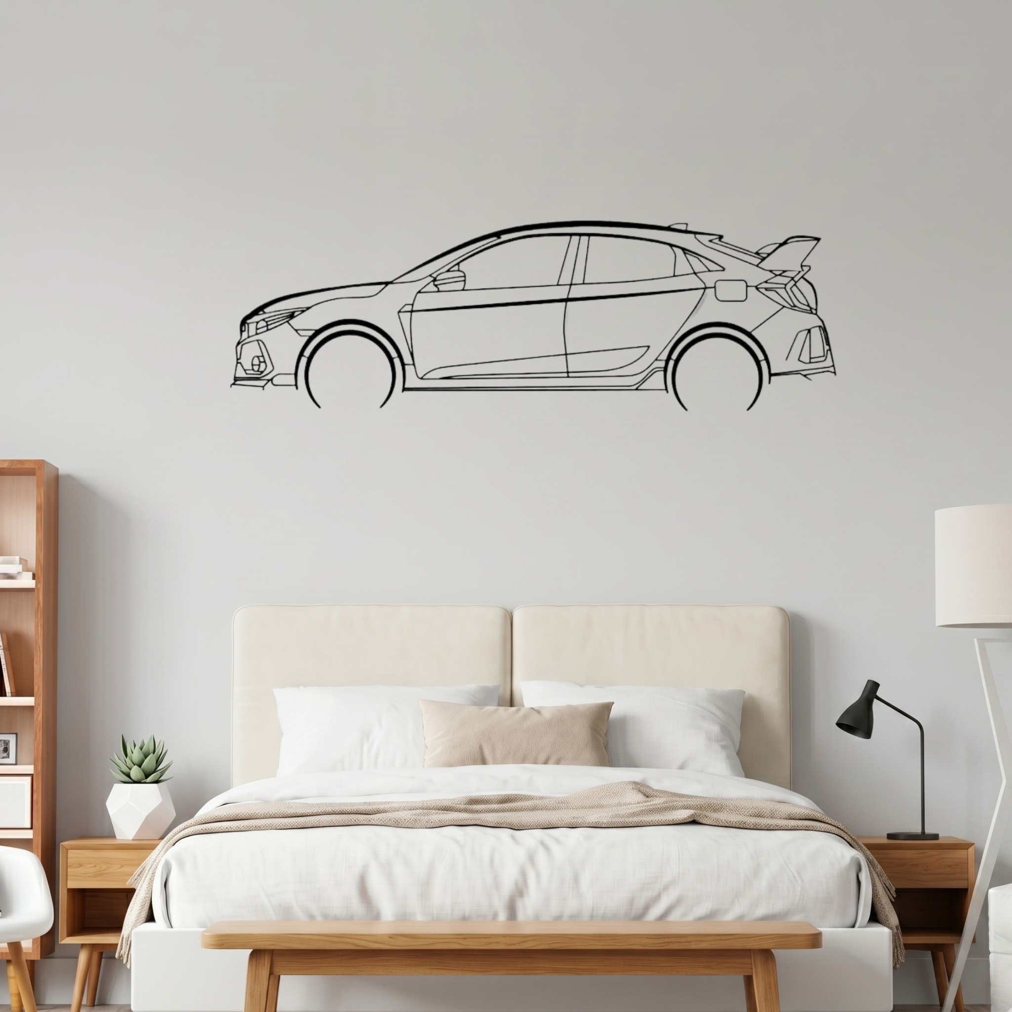 Honda Civic 2018 Type R Laser Cut Metal Wall Art | Premium Steel Car Silhouette | Torque Walls.pk