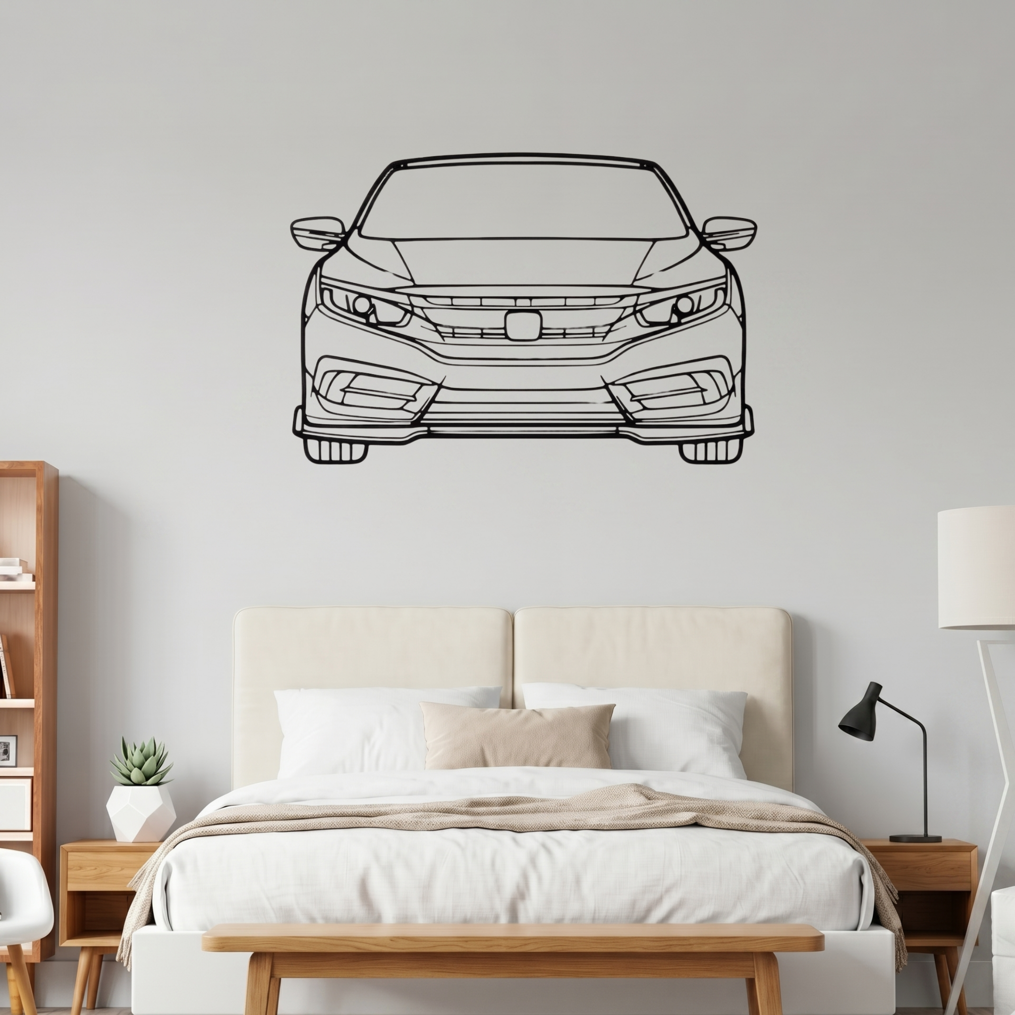 Honda Civic 2016 Front View Laser Cut Metal Wall Art | Premium Steel Wall Decor | Torque Walls