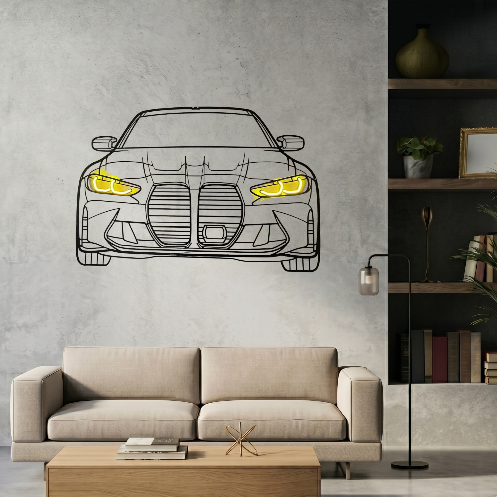 BMW Neon Metal Car Wall Art | Laser Cut Steel Wall Decor with RGB LED | Torque Walls