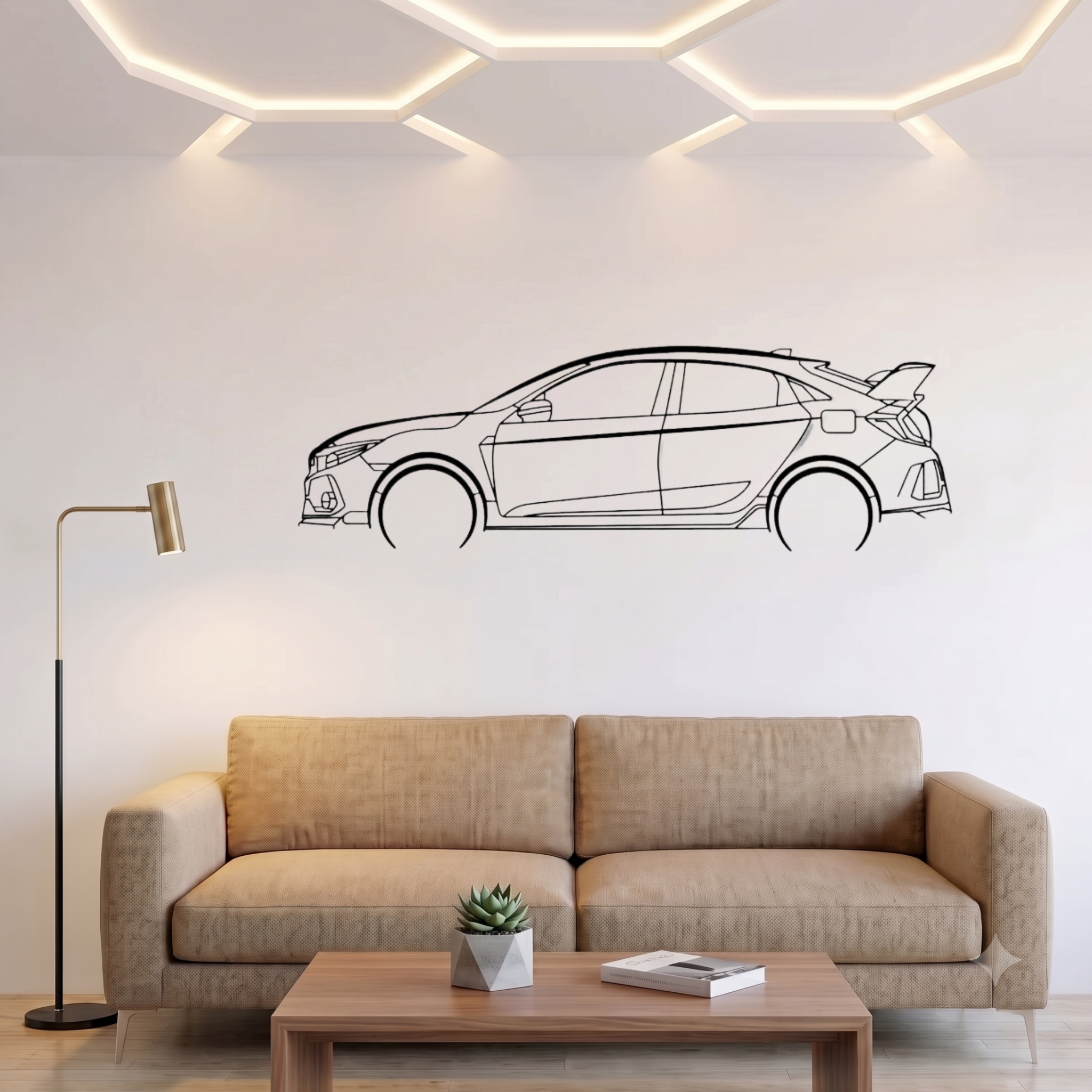 Honda Civic 2018 Type R Laser Cut Metal Wall Art | Premium Steel Car Silhouette | Torque Walls.pk