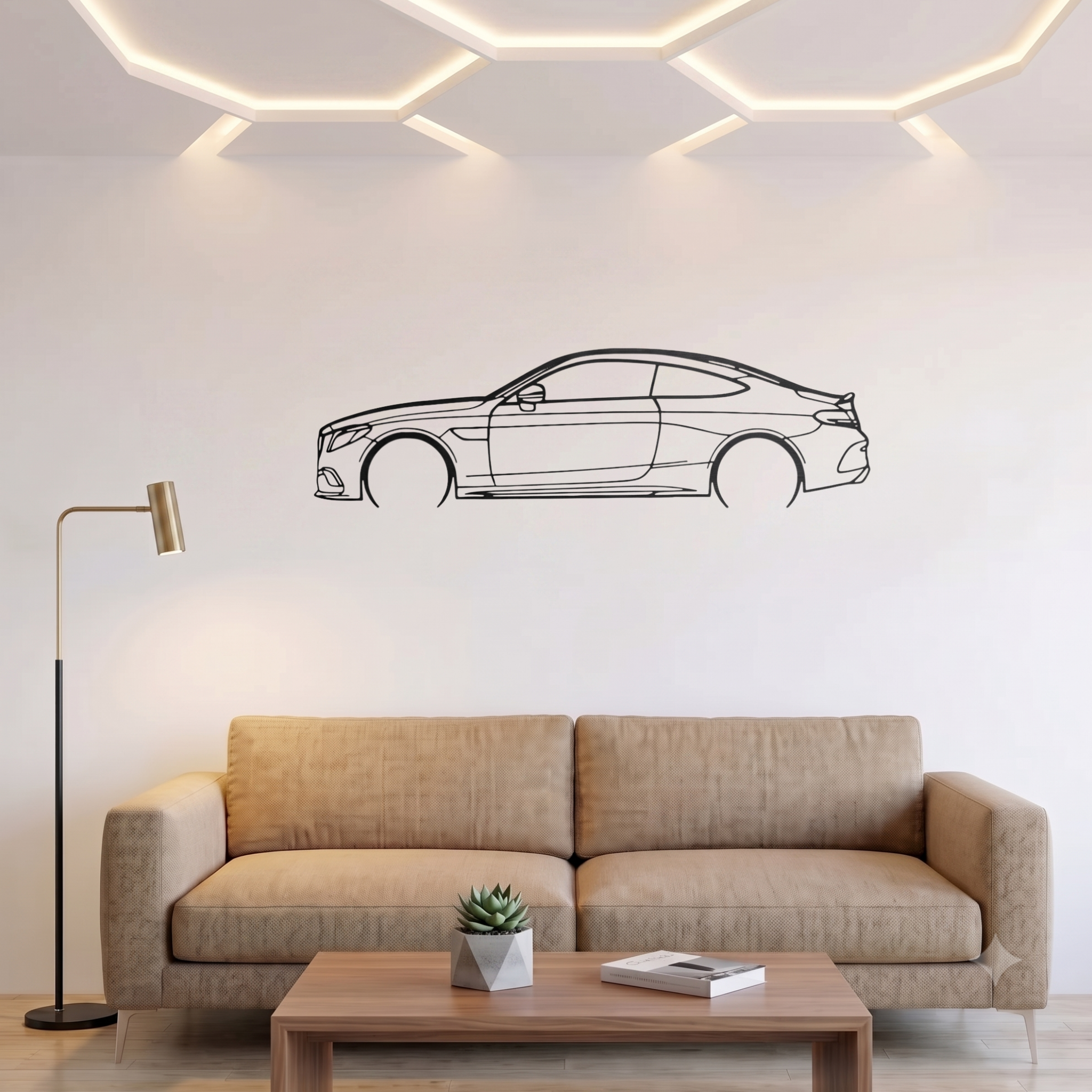 Mercedes-Benz C300 Laser Cut Metal Wall Art | Premium Steel Car Silhouette
