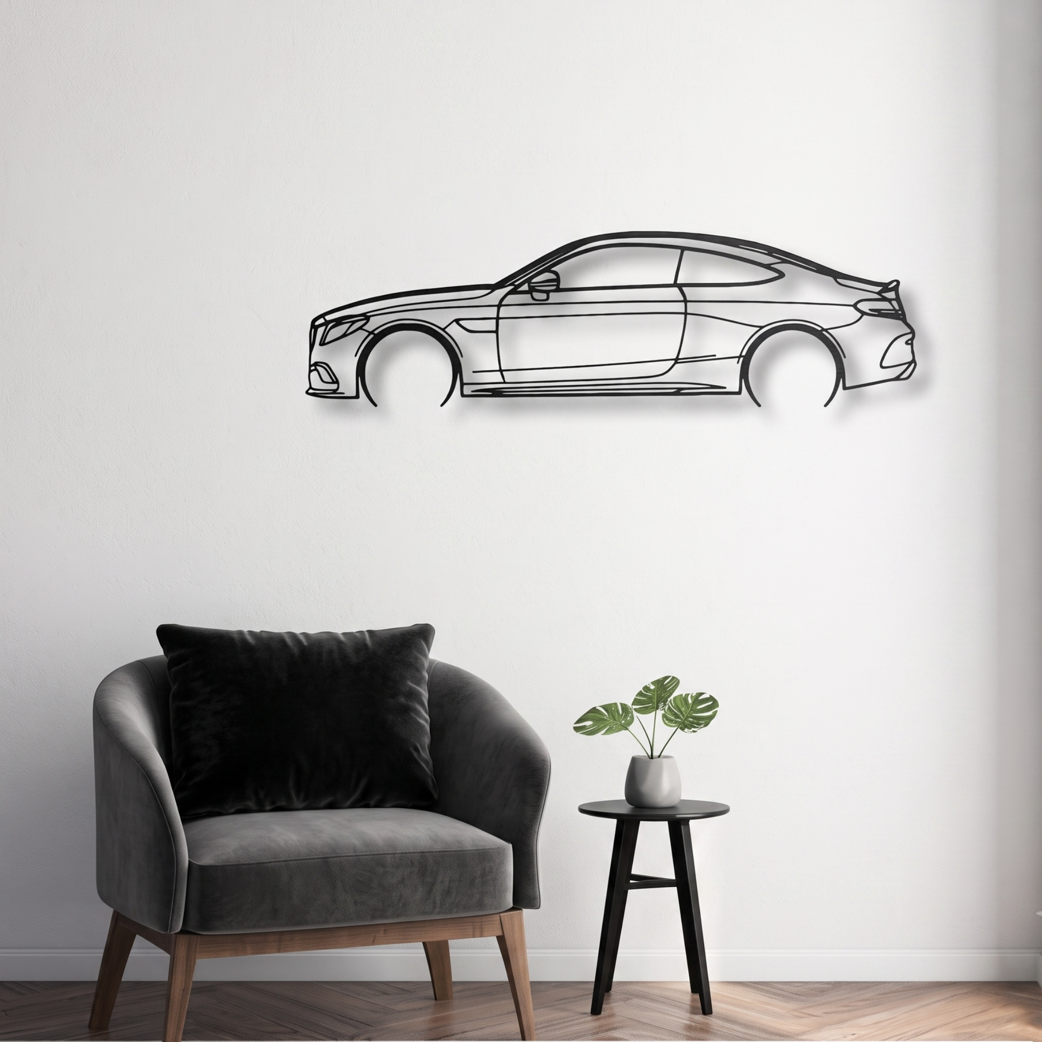 Mercedes-Benz C300 Laser Cut Metal Wall Art | Premium Steel Car Silhouette