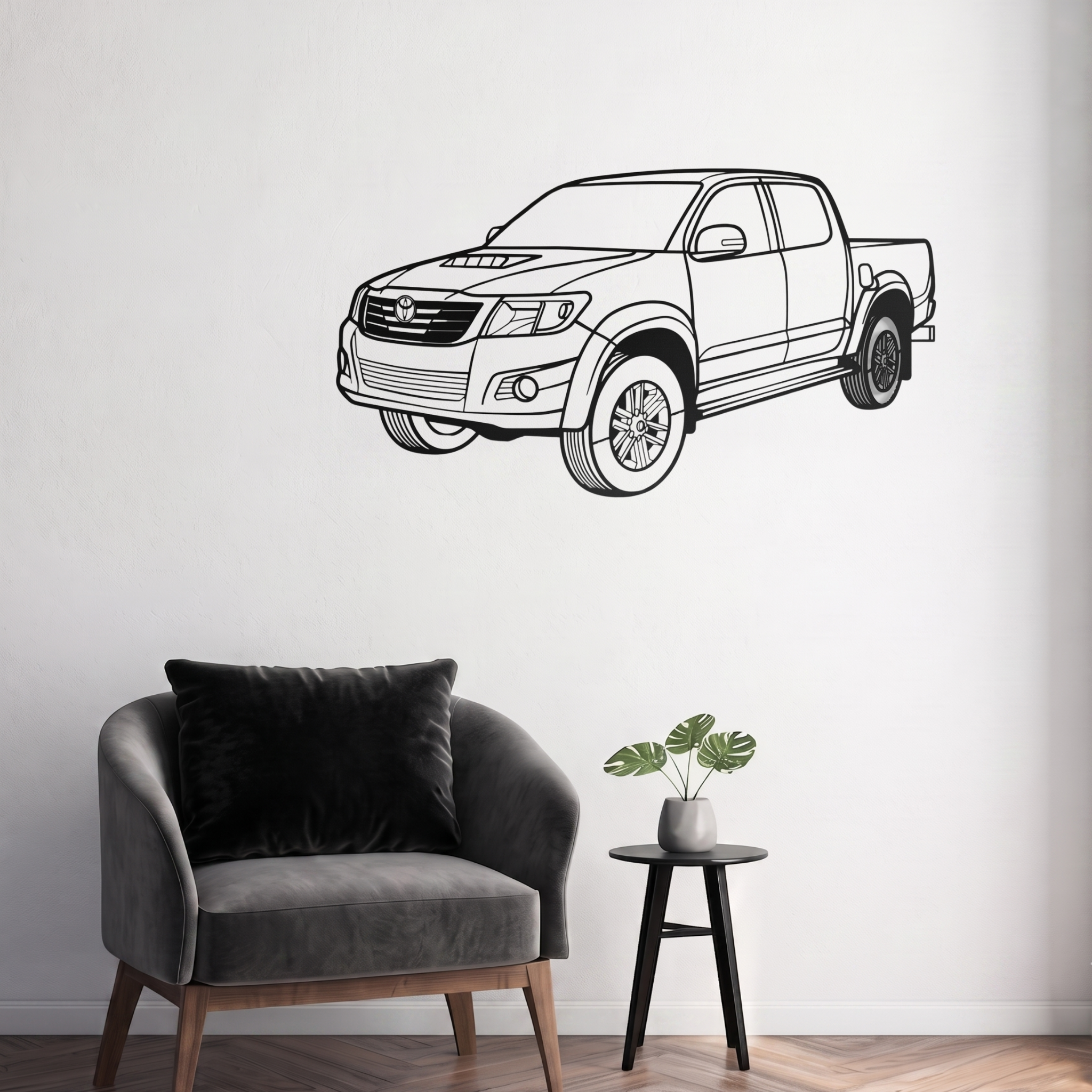 Toyota Hilux Laser Cut Metal Wall Art | Premium Steel Pickup Truck Silhouette | Torque Walls