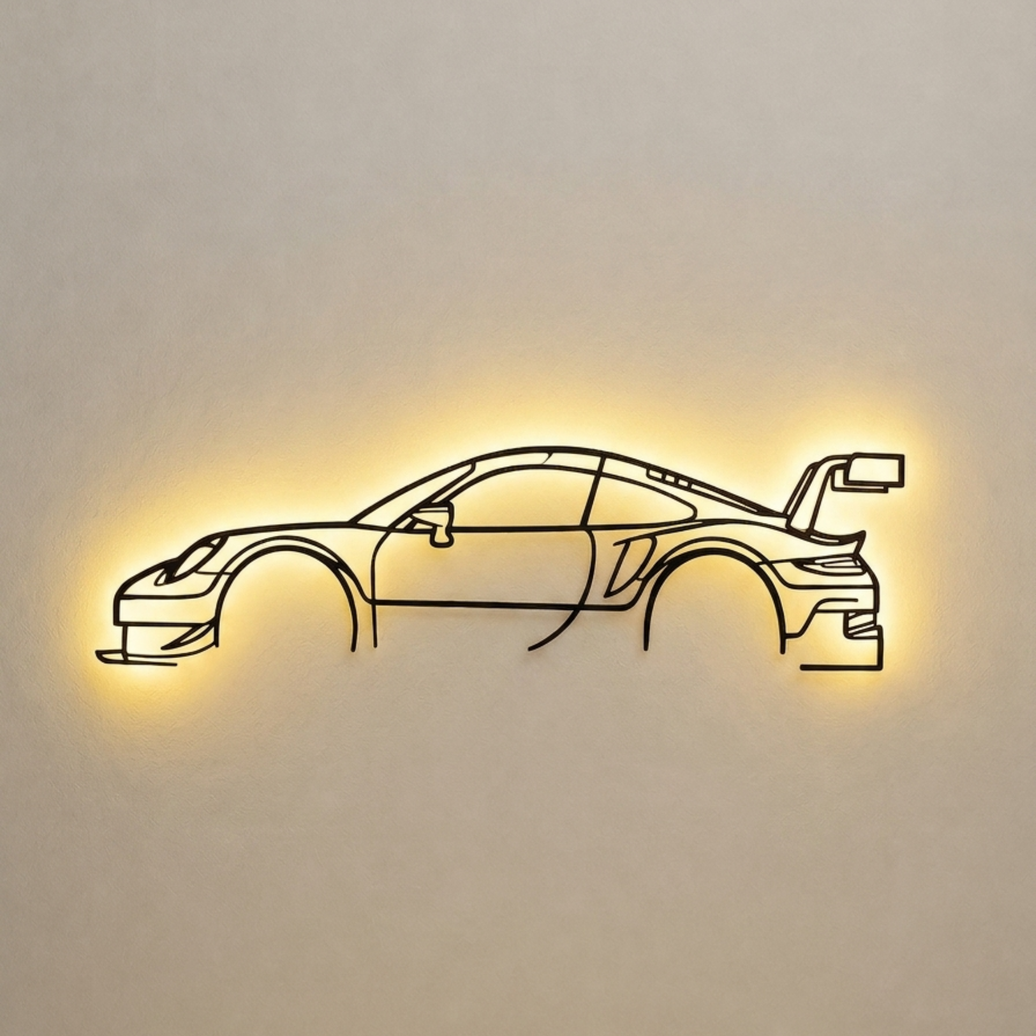 Porsche Laser Cut Metal Wall Art with RGB LED Lights | Premium Steel Wall Decor | Torque Walls
