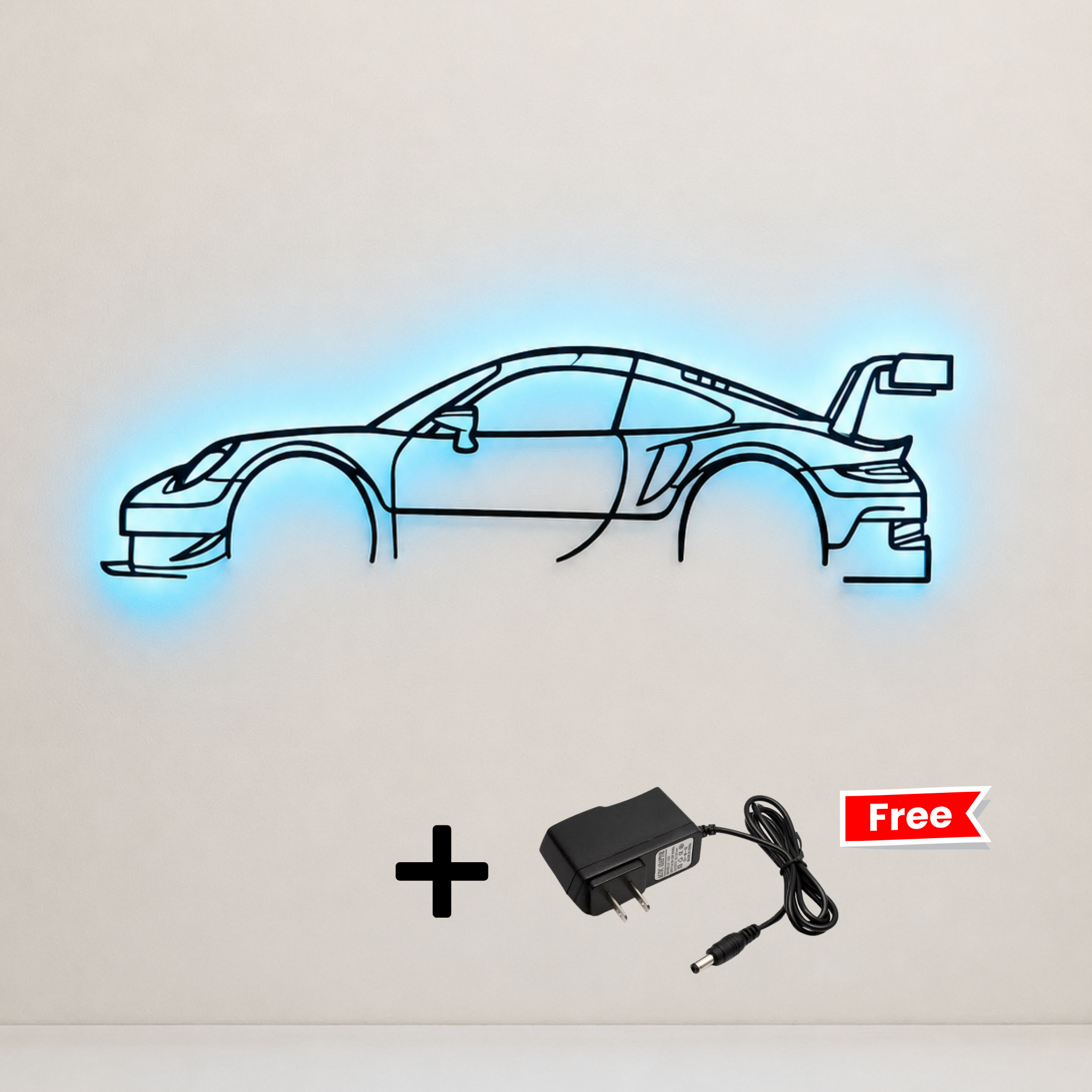 Porsche Laser Cut Metal Wall Art with RGB LED Lights | Premium Steel Wall Decor | Torque Walls