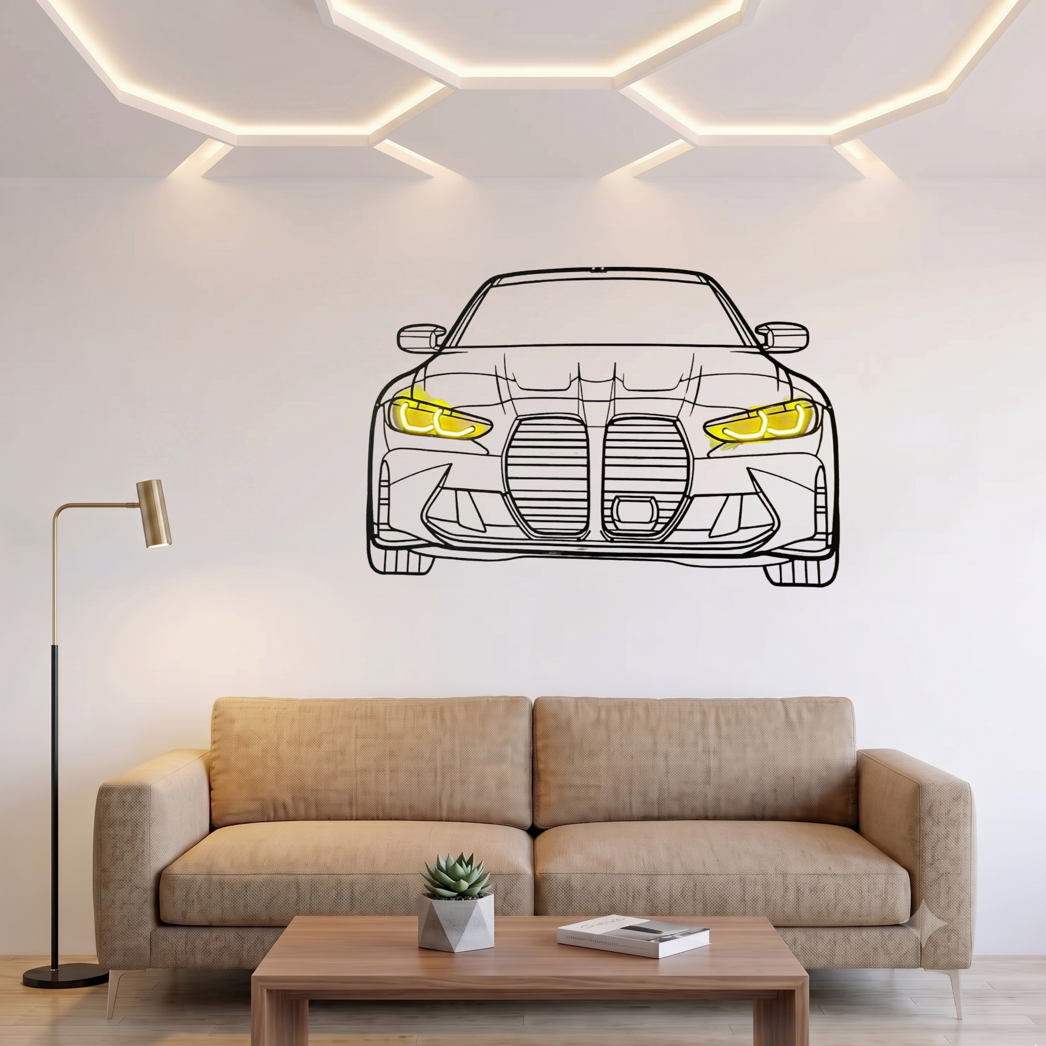 BMW Neon Metal Car Wall Art | Laser Cut Steel Wall Decor with RGB LED | Torque Walls