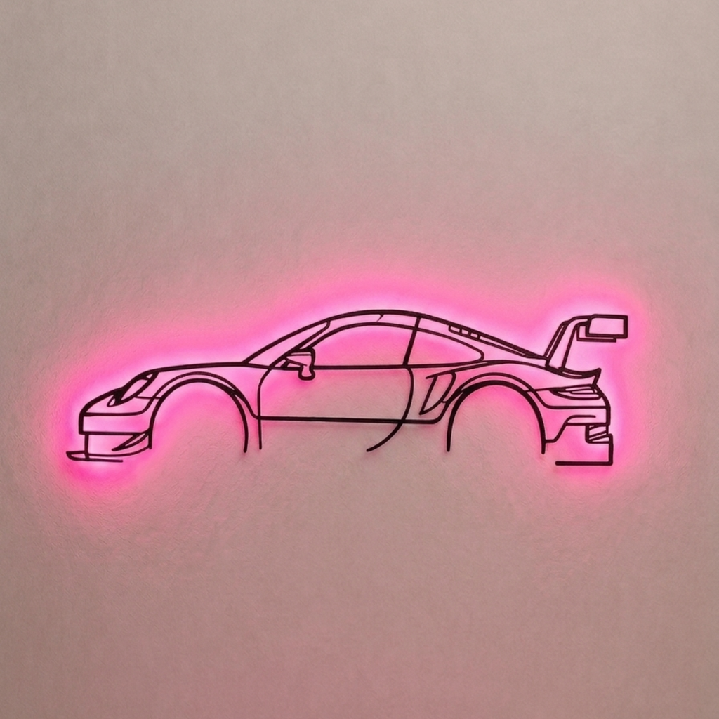 Porsche Laser Cut Metal Wall Art with RGB LED Lights | Premium Steel Wall Decor | Torque Walls