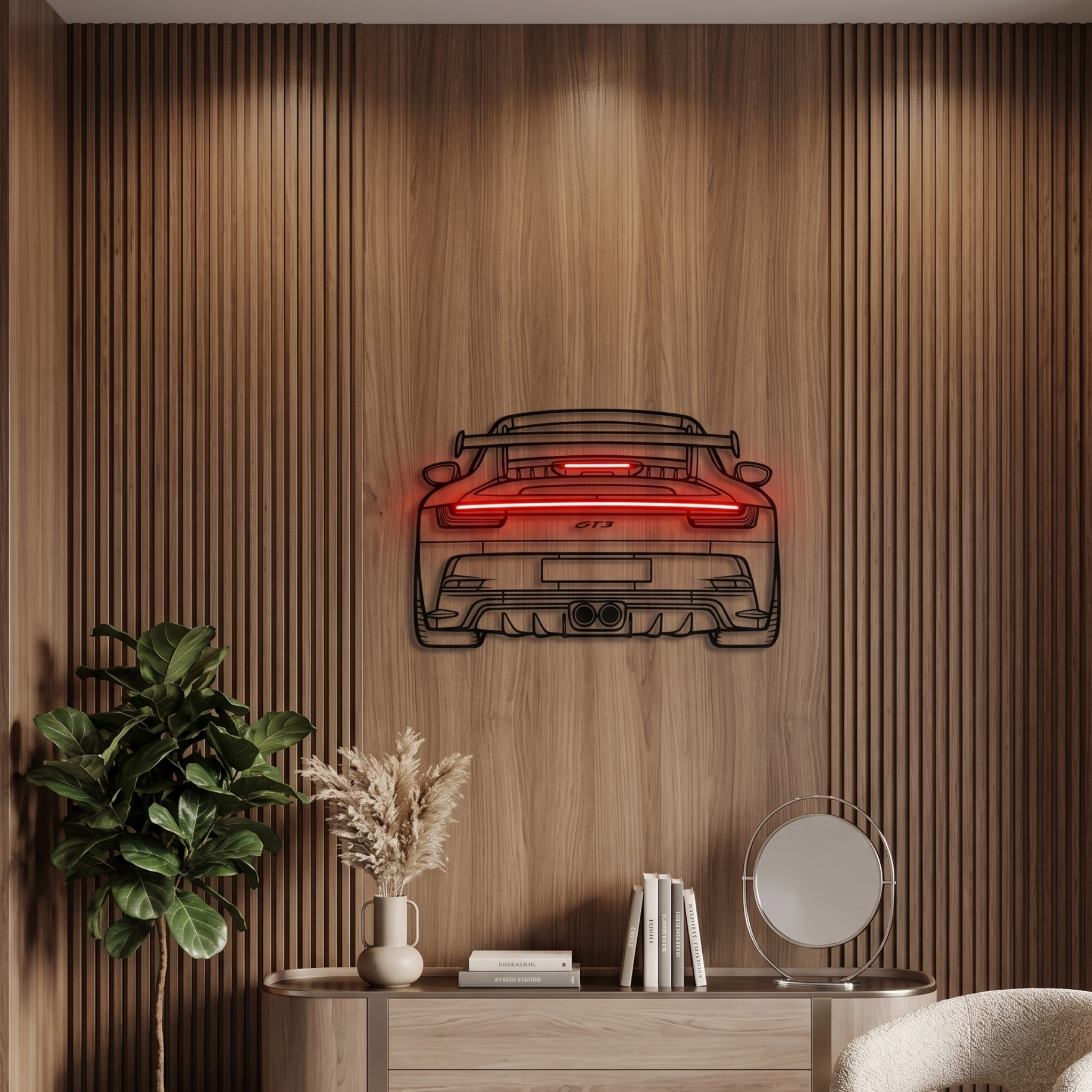 Porsche 911 GT3 Neon Metal Wall Art | Laser Cut Steel Wall Decor with RGB LED | Torque Walls