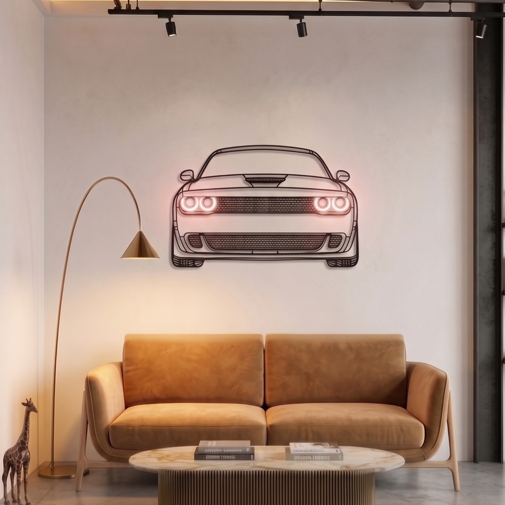 Dodge Neon Metal Car Wall Art | Laser Cut Steel Wall Decor with RGB LED | Torque Walls