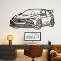 Modified Honda Civic Neon Metal Wall Art | Laser Cut Steel Wall Decor with RGB LED | Torque Walls