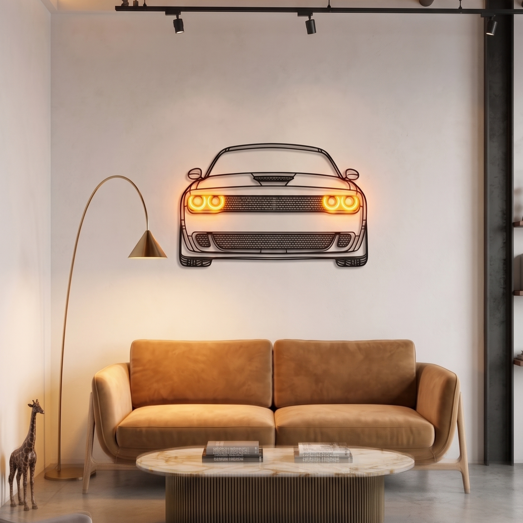 Dodge Neon Metal Car Wall Art | Laser Cut Steel Wall Decor with RGB LED | Torque Walls