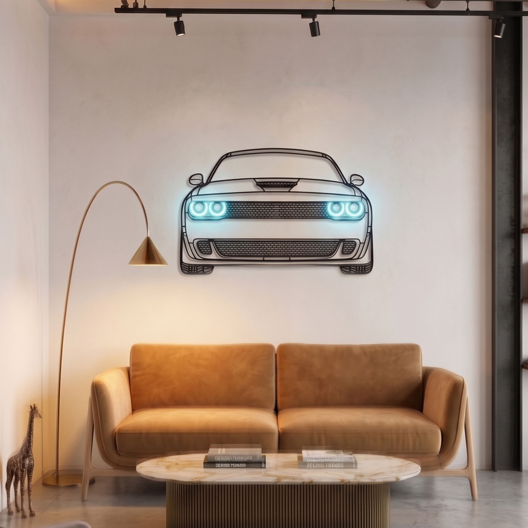 Dodge Neon Metal Car Wall Art | Laser Cut Steel Wall Decor with RGB LED | Torque Walls