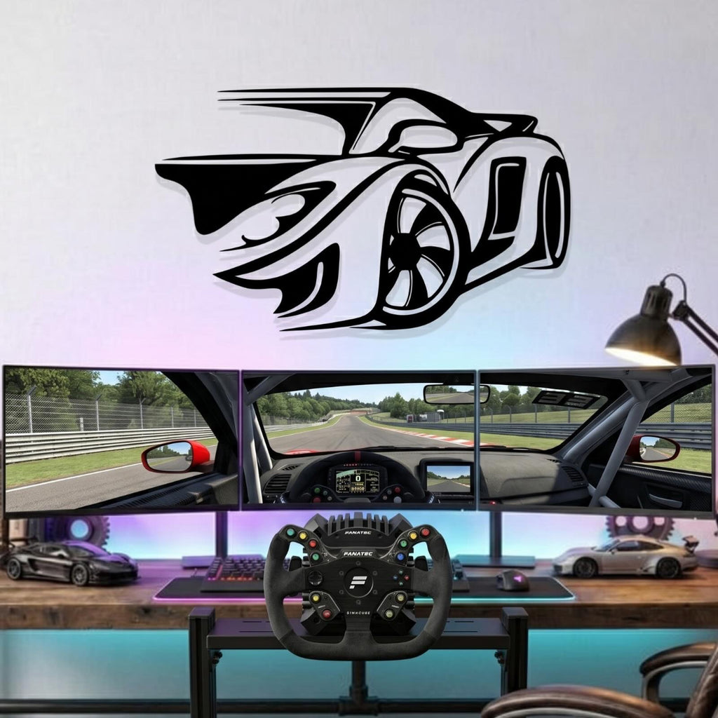 Supercar Metal Wall Art – Modern Car Silhouette Decor for Garage & Room