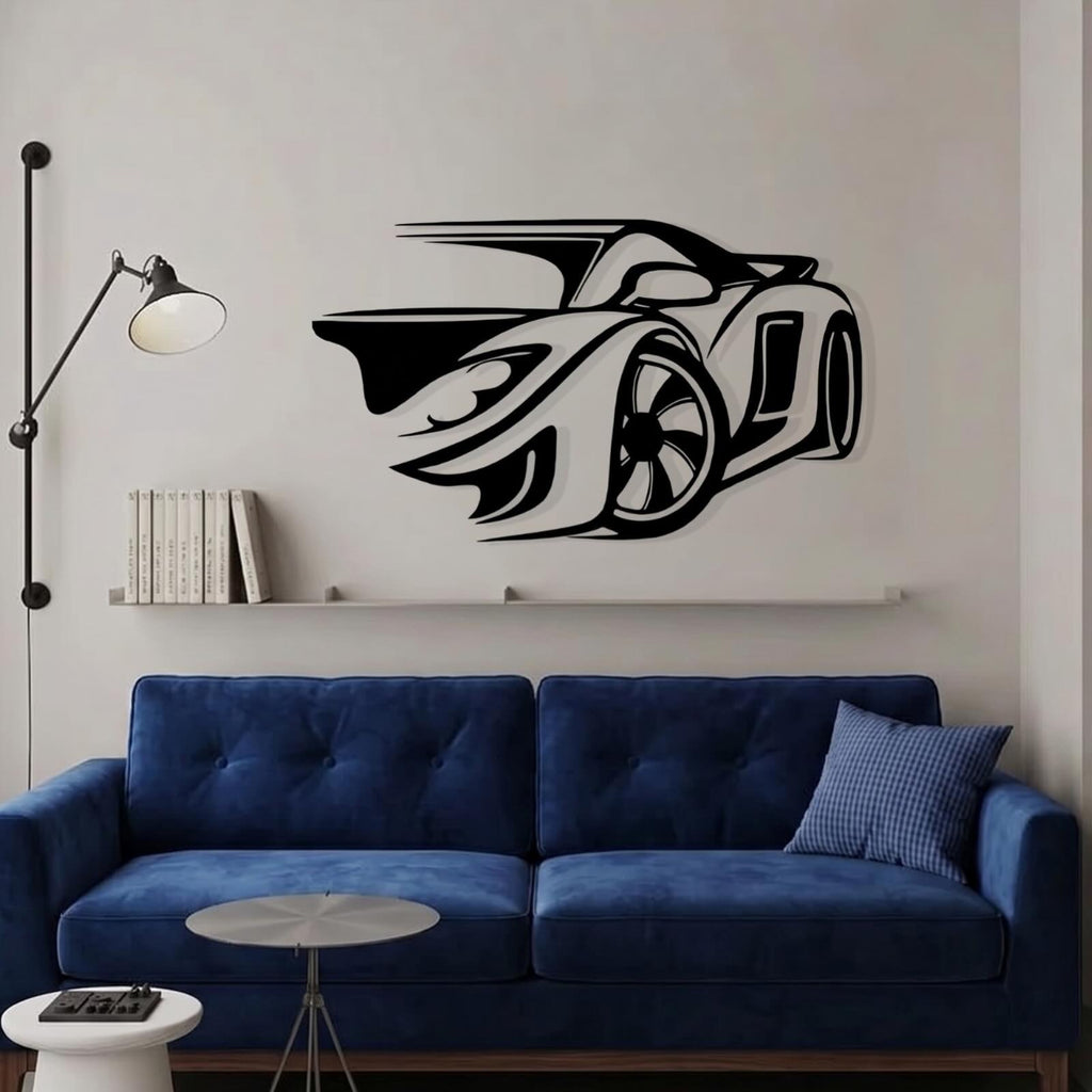 Supercar Metal Wall Art – Modern Car Silhouette Decor for Garage & Room