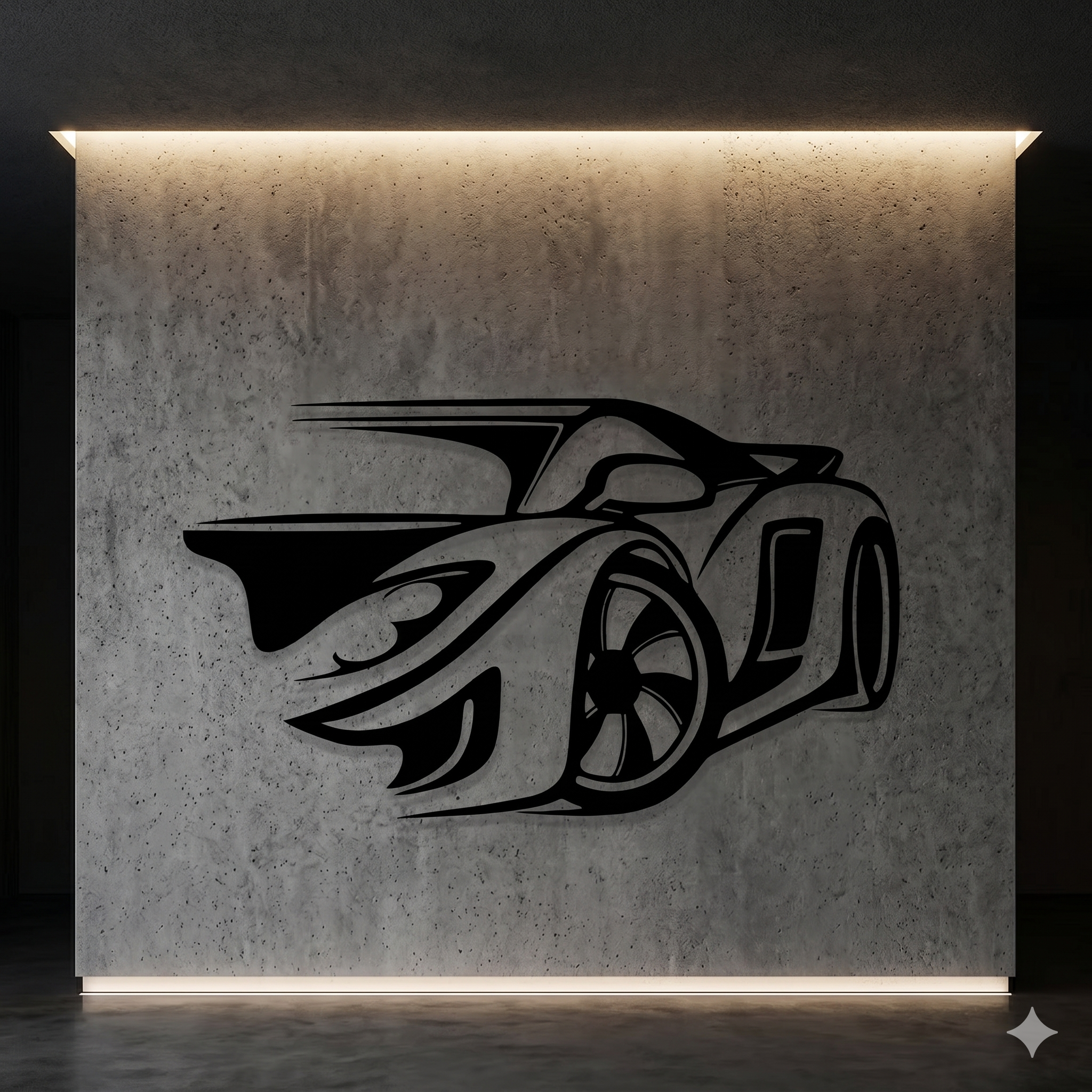 Supercar Metal Wall Art – Modern Car Silhouette Decor for Garage & Room