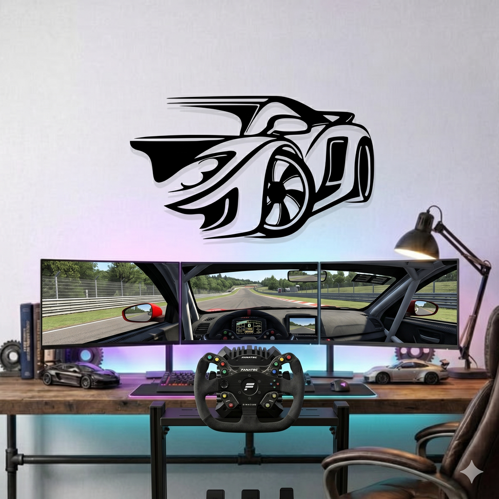 Supercar Metal Wall Art – Modern Car Silhouette Decor for Garage & Room