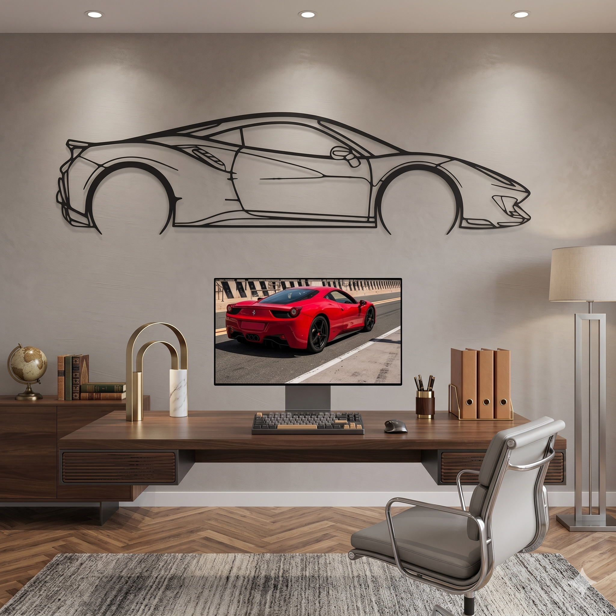 Ferrari 488 Metal Wall Frame – Luxury Supercar Laser Cut Wall Art