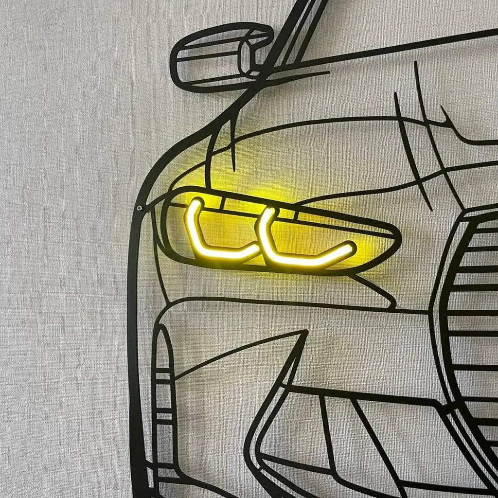 BMW Neon Metal Car Wall Art | Laser Cut Steel Wall Decor with RGB LED | Torque Walls